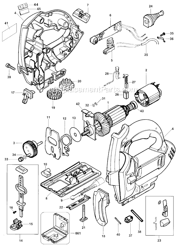 Page A Diagram and Parts List for JS610GK Type 1 Black and Decker Jig Saw